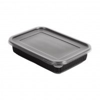 รูปกล่องอาหารพลาสติก สี่เหลี่ยมดำ 1 ช่อง 500 ml.